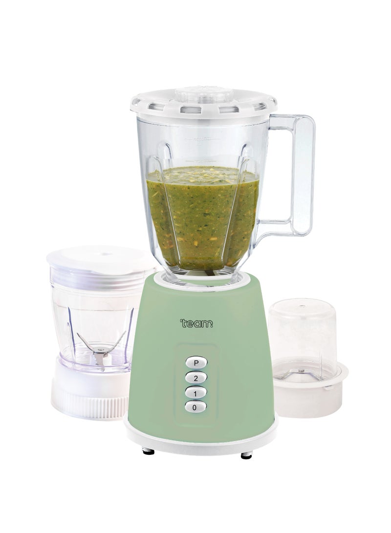 تيم TEAM 3‑in‑1 Electric Blender Mixer Grinder with 1.5L PC Jar, Stainless Steel Blades, 2 Speed Control with Pulse, Multipurpose Smoothie & Juicer Blender, 300W Motor - Image 1